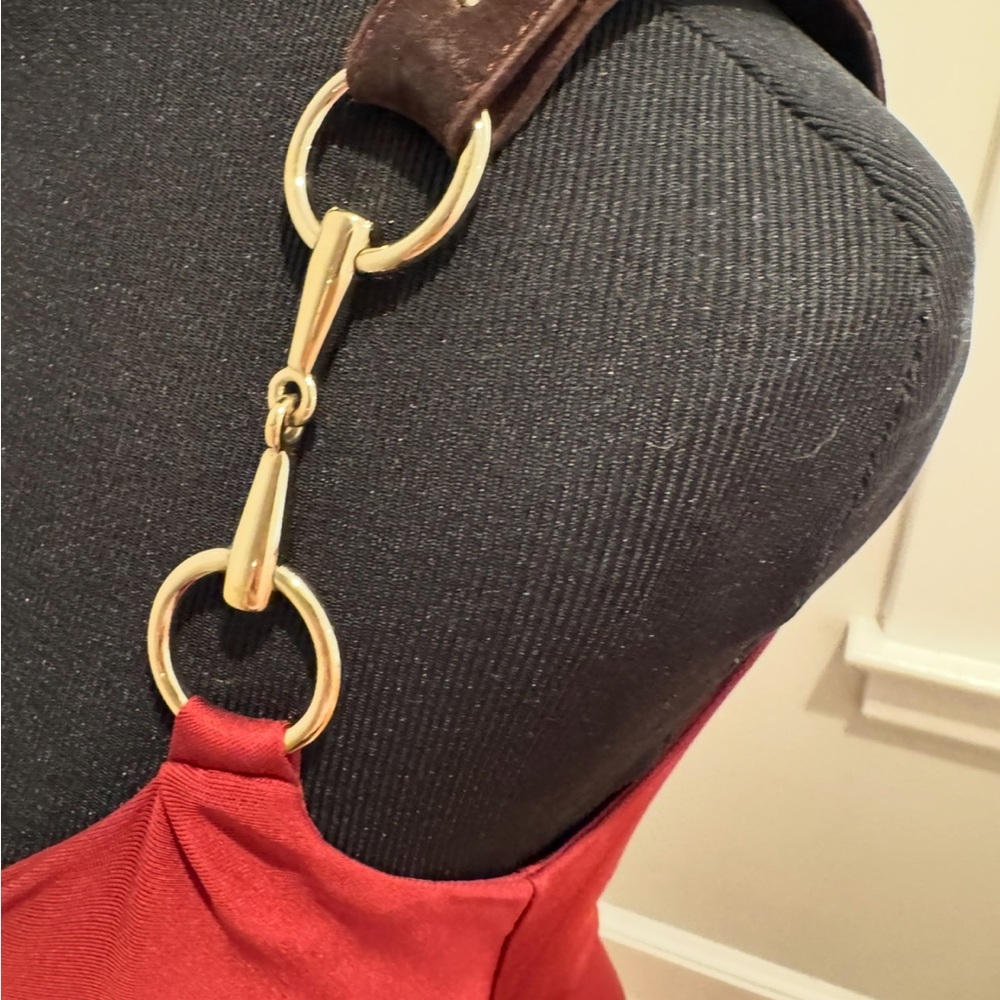 Gucci Sleeveless Dark Red Dress w/ Brown Suede and Gold Horsebit Closure Size S. - Picture 5 of 7